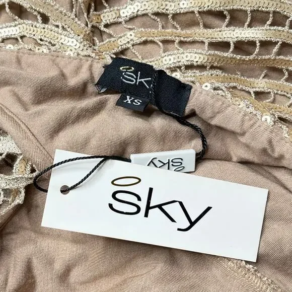 Sky NWT Khalida Gold Sequin Mini Dress XS - Picture 5 of 9